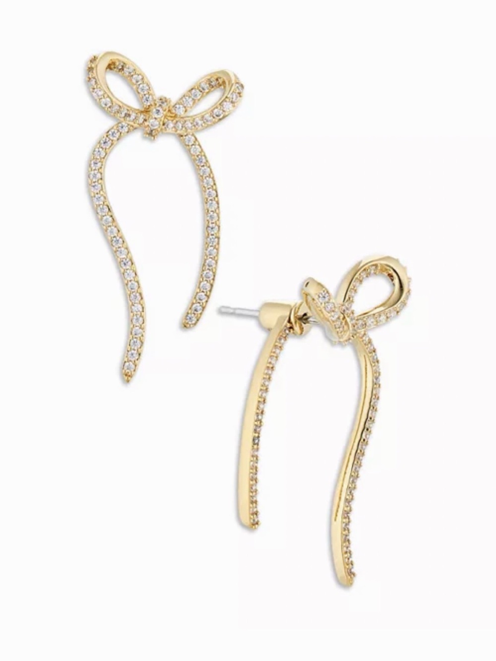 NADRI Pavé Bow Front to Back Earrings in 18K Gold Plated